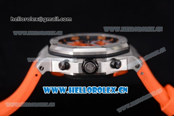 Audemars Piguet Royal Oak Offshore Diver Swiss Valjoux 7750 Automatic Steel Case with Orange Dial Orange Rubber Strap and Stick/Arabic Numeral Markers (EF) - Click Image to Close